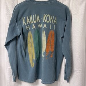Kailua Kona Hawaii LS Caribbean Green Gildan Ultra‎ Cotton Beach Tee Large READ